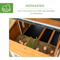 PawHut Zwerghühnerstall Zwerghühnerhaus mit Nistkasten Rampe Zwerghühnervoliere mit Auslauf Asphaltdach 2 Ebenen XXL winterfest sitzstange Tannenholz Stahl 192,7 x 78,9 x 111 cm(m-6)