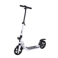 HOMCOM Folding Kick Scooter Hight-Adjustable Urban Scooter w/ Rear Brake, Double Shock Absorption System & 2 Big Wheels, For 14+ Teens Adult, White(m-11)
