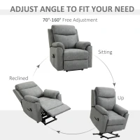 HOMCOM Faux Leather 70° Electric Riser Recliner Chair - Grey(m-4)
