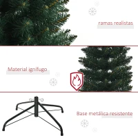 HOMCOM Árbol de Navidad Artificial Altura 180 cm con 380 Ramas Decoración Navideña para Interiores Ø56x180 cm Verde(m-7)