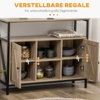 HOMCOM Sideboard im Industriedesign, 2 Schränke, 2 Regale. 1 Ablagefach, 100 cm x 30 cm x 80 cm, Natur + Schwarz(m-6)