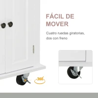 HOMCOM Isla de Cocina con Ruedas Mueble Auxiliar de Cocina con Especiero y Barra Lateral 111x44,5x82,5 cm Blanco(m-7)