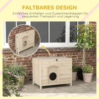 PawHut Kleines Haustierhaus für Katzen und Zwergkaninchen, Haustierhütte, faltbar, Massivholz, 78 x 51 x 62 cm(m-4)