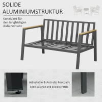 Outsunny Gartenmöbel-Set für 4 Personen Aluminium Gartengarnitur mit Couchtisch Grau(m-4)