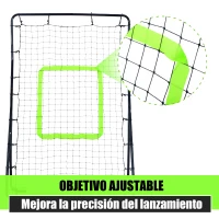 HOMCOM Rebotador de Pelota Béisbol Fútbol Red de Rebote Rebounder Objetivo Ajustable Acero y PE 90x80x140cm Negro(m-5)
