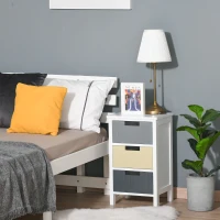 HOMCOM 3 Drawer Storage Tower, Dresser Chest with Wood Top, Organiser Unit for Closets Bedroom Nursery Room Hallway(m-10)