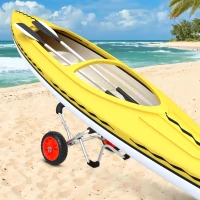 HOMCOM Kajakwagen Alu Bootswagen faltbare transportwagen Kunstleder-Reifen Silber 75 kg 75 x 43 x 46 cm(m-2)