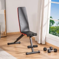 HOMCOM Banco de Pesas Plegable 2 en 1 Banco de Musculación de Acero con Altura Ajustable Respaldo Inclinable en 7 Posiciones para Entrenamiento en Hogar Gimnasio Carga 120 kg 116x43x56-116 cm Negro(m-9)