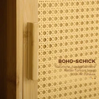 HOMCOM Küchenwagen aus Bambus, Mehrzweckwagen, Sevierwagen, 2 Schubladen, 1 Schrank,  2 Regale, Natur(m-4)