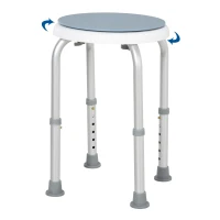 HOMCOM 360° Swivel Shower Chair, Height Adjustable Aluminium Shower Stool with Non-Slip Feet for Disabled, Elderly, Light Blue(m-11)