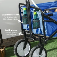 Outsunny Bollerwagen Handwagen mit faltbar Bremsen Verstellbarem Griff Transportwagen 68 KG Belastbar, Strandwagen Gartenwagen für Strand Garten Einkauf Shopping(m-7)