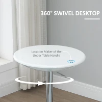 HOMCOM Modern Round Bar Table Adjustable Height Home Pub Bistro Desk Swivel Painted Top with Silver Steel Leg and Base, White(m-4)