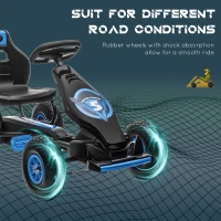 HOMCOM Kids Pedal Go Kart, with Adjustable Seat, Inflatable Tyres - Blue(m-6)
