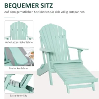 Outsunny Adirondack Stuhl Klappbar Adirondack Chair aus Holz Outdoor Gartenstuhl mit Fußstütze Hoher Rücken- und Armlehnen Balkonstuhl Gartensessel für Garten, Balkon 78 x 140 x 94cm Grün(m-5)