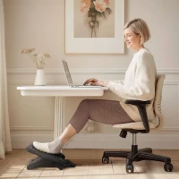 HOMCOM Footrest Adjustable Height & Angle Tilting Platform Home Office Foot Rest Black(m-8)