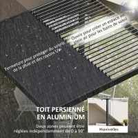 Outsunny Pergola 3 x 3 m bioclimatique tonnelle avec lames orientables manivelle, style contemporain UV, aluminium - noir(m-4)
