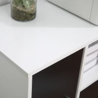 HOMCOM support d'imprimante organiseur bureau caisson placard porte, niche, tiroir verrouillable + grand plateau panneaux particules noir blanc(m-7)