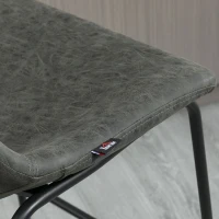 HOMCOM Lot de 2 tabourets de bar design vintage avec repose-pieds métal et revêtement synthétique hauteur 99 cm gris foncé(m-9)