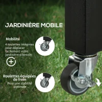 Outsunny Jardinière sur Pieds - Potager sur roulettes - Inserts d'irrigation, Feutre de Drainage Inclus - Bois Sapin Autoclave(m-4)