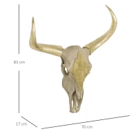 HOMCOM Wanddekoration Stierschädel aus Kunststoff 70 cm x 17 cm x 83 cm Kunstharz, Blattgold Mehrfarbig(m-3)