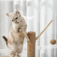 PawHut 121cm Cat Tree Tower for Indoor Cats Kitten Activity Centre Scratching Post with Bed Tunnel Perch Interactive Ball Toy Brown(m-8)