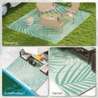 Outsunny Outdoorteppich Terrassenteppich, wetterbeständig, modernes Design, 365 cm x 274 cm x 0,3cm, Grün + Creme(m-5)