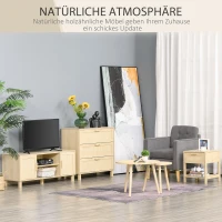 HOMCOM Nachttisch Nachtschrank Beistelltisch natürlicher Nachtkommode mit Schublade offenen Ablage Rattan-Design MDF Natur 40 x 40 x 48 cm(m-6)