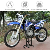 HOMCOM Support universel de moto réglable cric hydraulique lève moto béquille d'atelier stand moto tout-terrain moto cross supermotard noir(m-4)