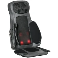 HOMCOM Masajeador de Asiento con Calor Cojín de Asiento de Masaje Shiatsu con Mando a Distancia 52x39x78 cm Negro(m-10)