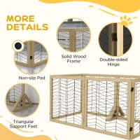 PawHut 6 Panels Pet Gate, Wooden Foldable Dog Barrier w/ Two Support Feet, for Small, Medium Dogs - Natural Wood(m-7)