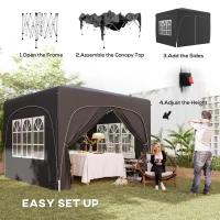 Outsunny 3 x 3m Pop-Up Gazebo Shelter, with Accessories - Black(m-4)