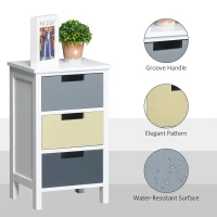 HOMCOM 3 Drawer Storage Tower, Dresser Chest with Wood Top, Organiser Unit for Closets Bedroom Nursery Room Hallway(m-5)