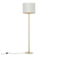 HOMCOM Stehlampe Stehleuchte für Wohnzimmer Schlafzimmer Büro, Weiß Metall, Poly Baumwolle, Ø40 x 160H cm(m-10)