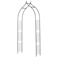 Outsunny Vintage Style Steel Garden Patio Outdoor Arbor & Trellis Arch Support Vines & Climbing Plants Garden Decoration - Black 2.5H m(m-13)
