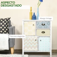 HOMCOM Cómoda para Dormitorio Bohemio con 2 Cajones 3 Compartimentos Diseño Anti-vuelco 68x34x80 cm Blanco(m-5)