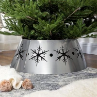 HOMCOM Christmas Tree Collar, 66cm Christmas Tree Base Cover with Hollow Snowflake Patterns, Xmas Decoration for Party, Holiday, Home, Silver(m-2)