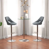 HOMCOM High Top Bar Table, Round Kitchen Table with Tempered Glass Top and Steel Base, Bistro Table for 2 People, Clear(m-10)