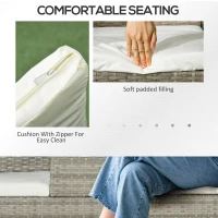 Outsunny Two-Seat Rattan Chair, with Middle Table - Grey(m-5)