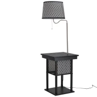 HOMCOM Table de Nuit lampadaire Table d'appoint lampadaire Design Contemporain Prises USB intégrés Noir(m-1)