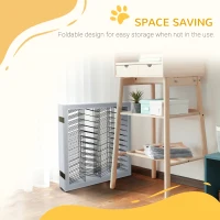 PawHut 6 Panels Pet Gate, Wooden Foldable Dog Barrier w/ Two Support Feet, for Small, Medium Dogs - White(m-5)