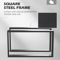 HOMCOM Metal Table Legs Set of 2, Square DIY Furniture Table Legs with Screws and Floor Protectors, Industrial Coffee Table Legs for DIY Chair, Bench, 41Hcm x 70Wcm, Black(m-6)