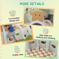 AIYAPLAY Monkey-Design Kids Play Tunnel for Crawling, Climbing, for ages 3-6 Years, Brown(m-7)