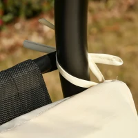 Outsunny Bain de Soleil transat à Bascule Design Contemporain avec Pare-Soleil, Matelas Grand Confort, tétière métal époxy Noir Polyester crème(m-8)