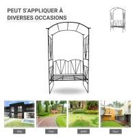 Outsunny Arche de jardin avec banc 2 places arche à rosiers pour plantes grimpantes fleurs - décorer jardin mariage cérémonie(m-6)