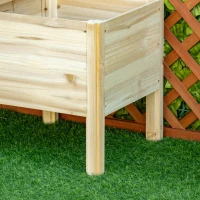Outsunny Jardinière sur Pieds carré Potager 3 étages dim. 125L x 45l x 108H cm Inserts d'irrigation étagère Bois Sapin Naturel(m-9)
