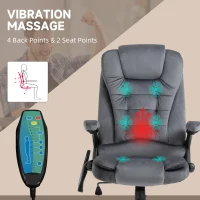 Vinsetto Massage Recliner Chair Heated Office Chair with Six Massage Points Velvet-Feel Fabric 360° Swivel Wheels Grey(m-4)