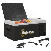 Outsunny 16L Portable Car Fridge, -20°C to 10°C Adjustable Temperature - Black/Grey