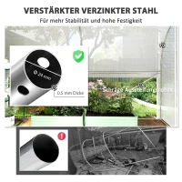 Outsunny 3 x 2 x 2 m Polytunnel-Gewächshaus mit aufrollbaren Seitenwänden, UV-beständiger Kunststoff-Plane und Stahlrahmen, Weiß(m-6)