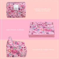 HOMCOM Sillón Infantil 2 Modos de Uso Extensible Ergonómico Funda Lavable Mini Sofá para Niños +12 Meses Asiento Acolchado Esponja 56x42x39 cm Rosa(m-7)