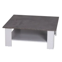 HOMCOM Mesa de Centro Mesita Café de 2 Niveles Mesa Multifuncional para Salón Dormitorio Estilo Contemporáneo Tablero de Partículas Fuerte y Durable Fácil de Limpiar 80x80x31.5cm(m-6)